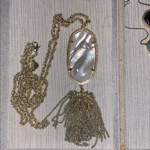 kendra white and gold long necklace